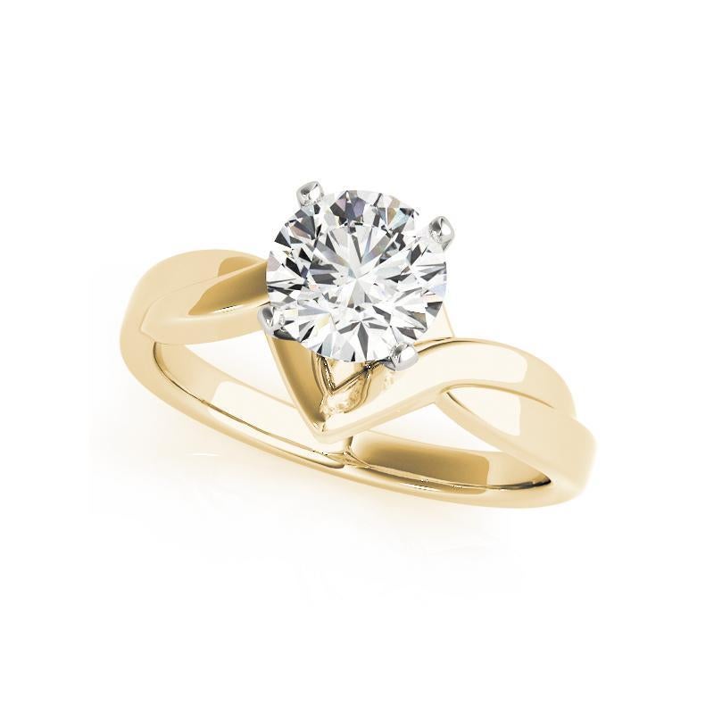 Taglio rotondo GIA Anello con diamante rotondo solitario Chevron Love Knot in oro giallo 18 carati da 3,00 carati in vendita
