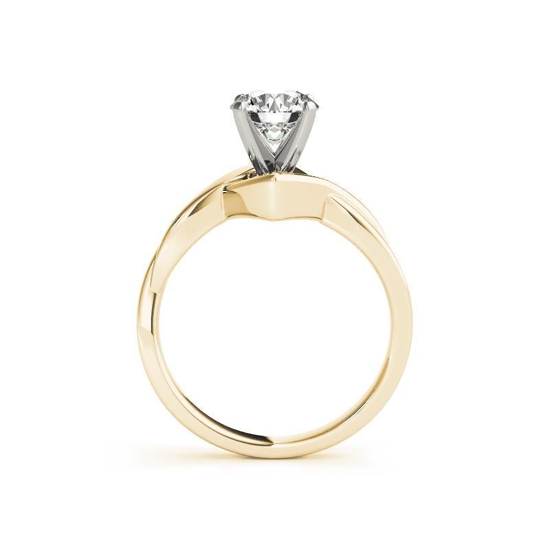 GIA Anello con diamante rotondo solitario Chevron Love Knot in oro giallo 18 carati da 3,00 carati In condizioni Nuovo in vendita a New York, NY