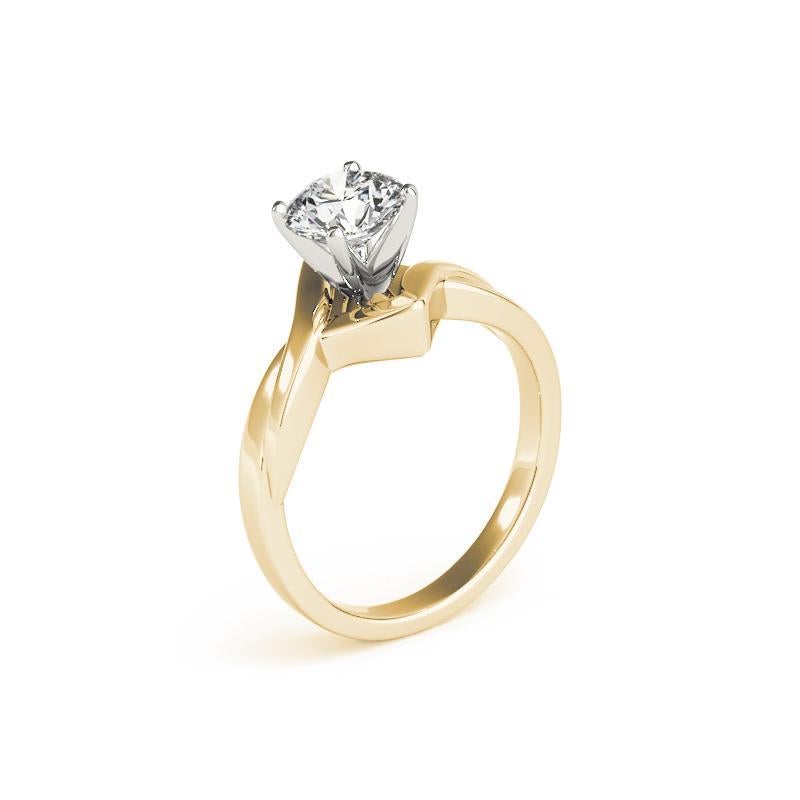 Donna GIA Anello con diamante rotondo solitario Chevron Love Knot in oro giallo 18 carati da 3,00 carati in vendita