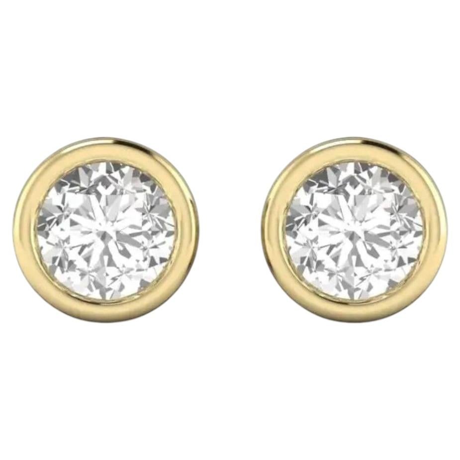 GIA 3.00 Carats F/VS1 Round Brilliant Diamonds Bezel Stud Earrings In 18K Gold