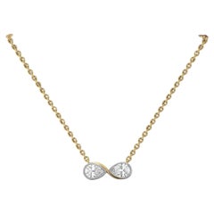 GIA 3.00 Cts D/VVS1 Double Pear Diamonds Toi Et Moi Infinity Necklace 18K Gold
