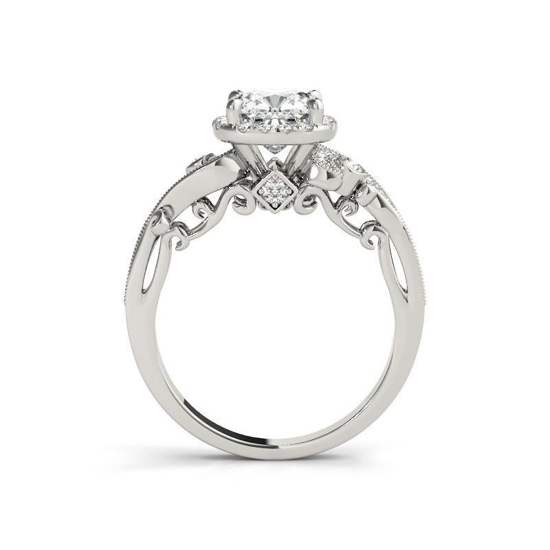 GIA 3.00ct Cushion Antique Halo Multi-Stone Curved Diamond Ring (bague à diamant incurvée) Neuf - En vente à New York, NY