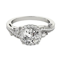GIA 3.00ct Cushion Antique Halo Multi-Stone Curved Diamond Ring (bague à diamant incurvée)