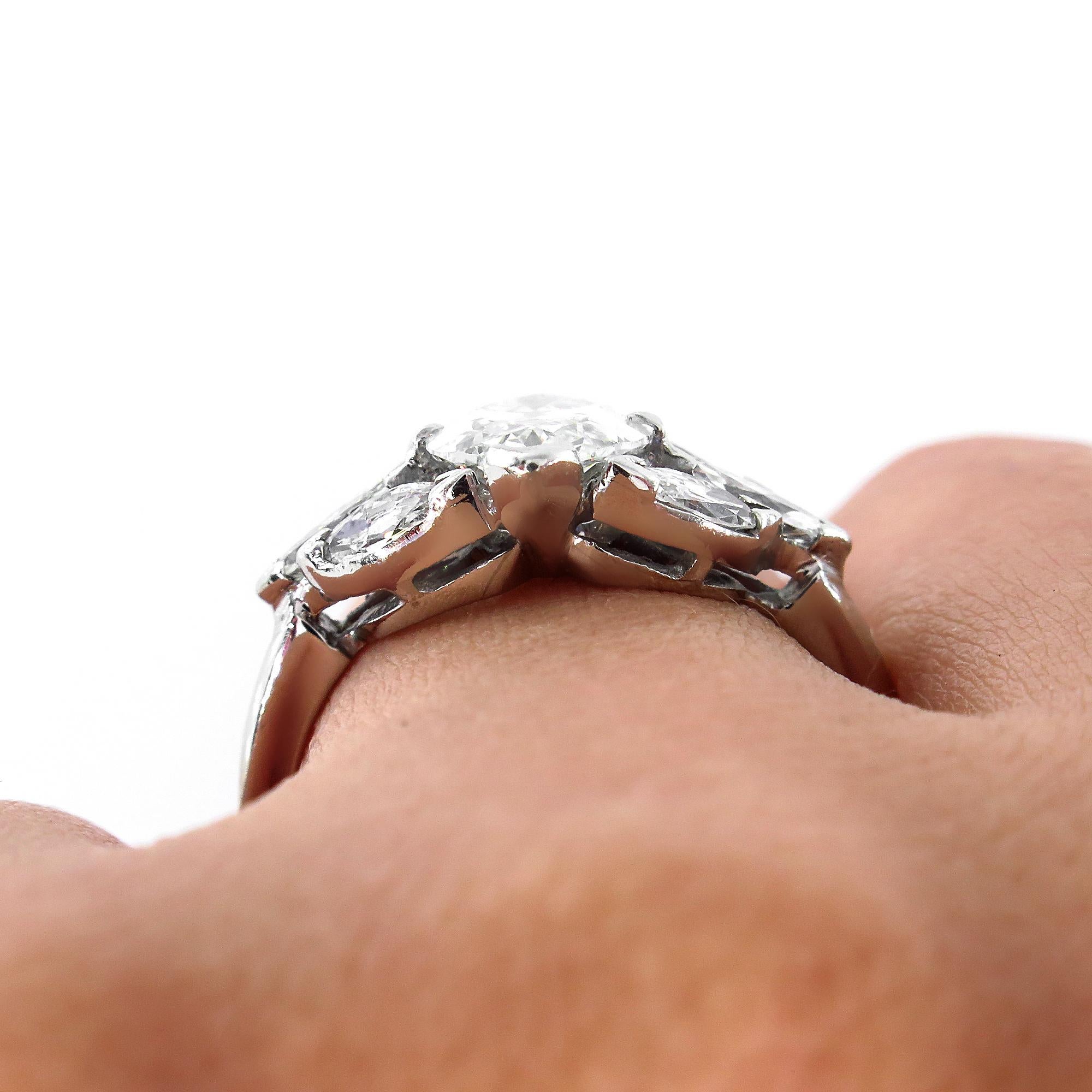 GIA 3.00 Carat Old Oval Moval Cut Diamond Platinum Antique Vintage Ring 3