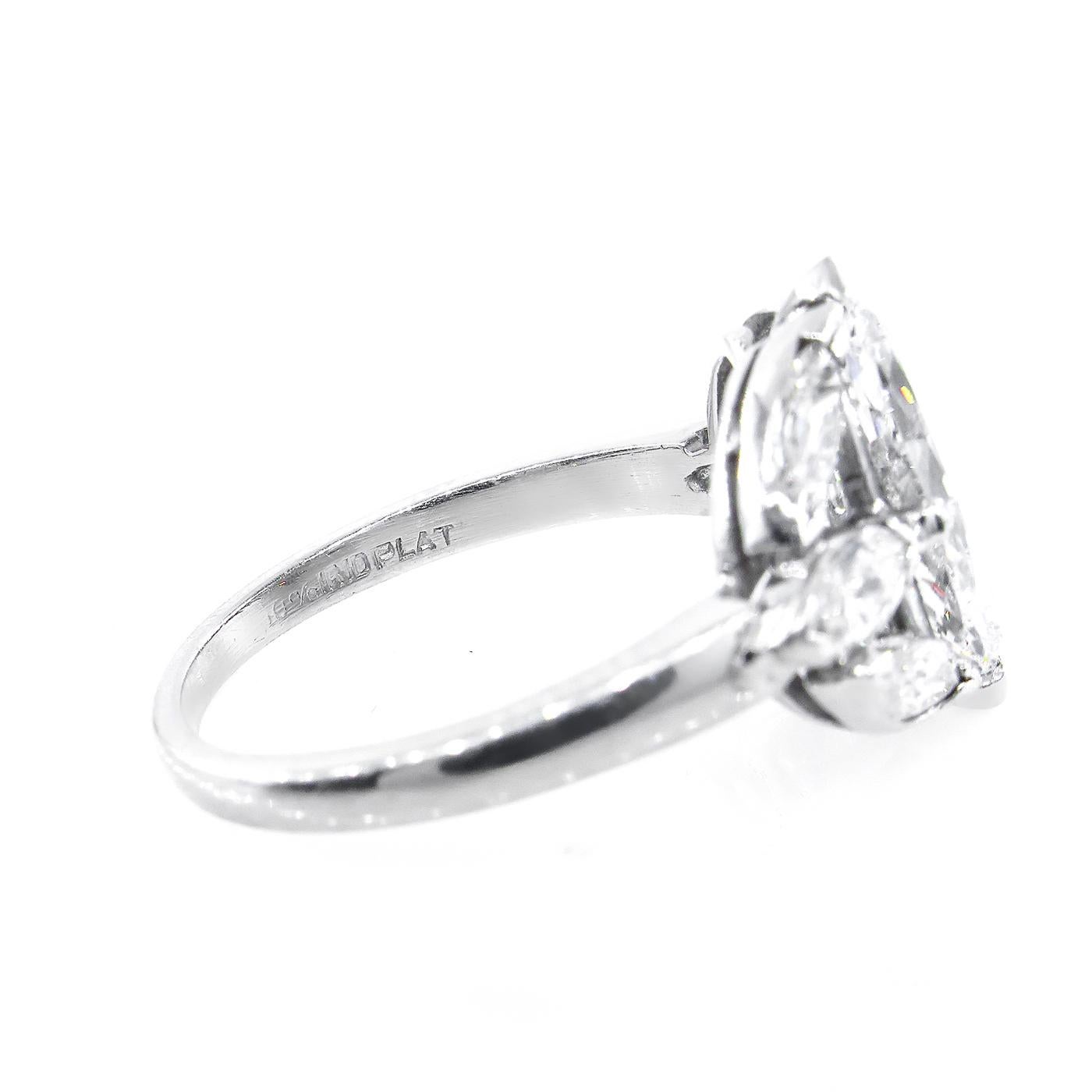 Art Deco GIA 3.00 Carat Old Oval Moval Cut Diamond Platinum Antique Vintage Ring