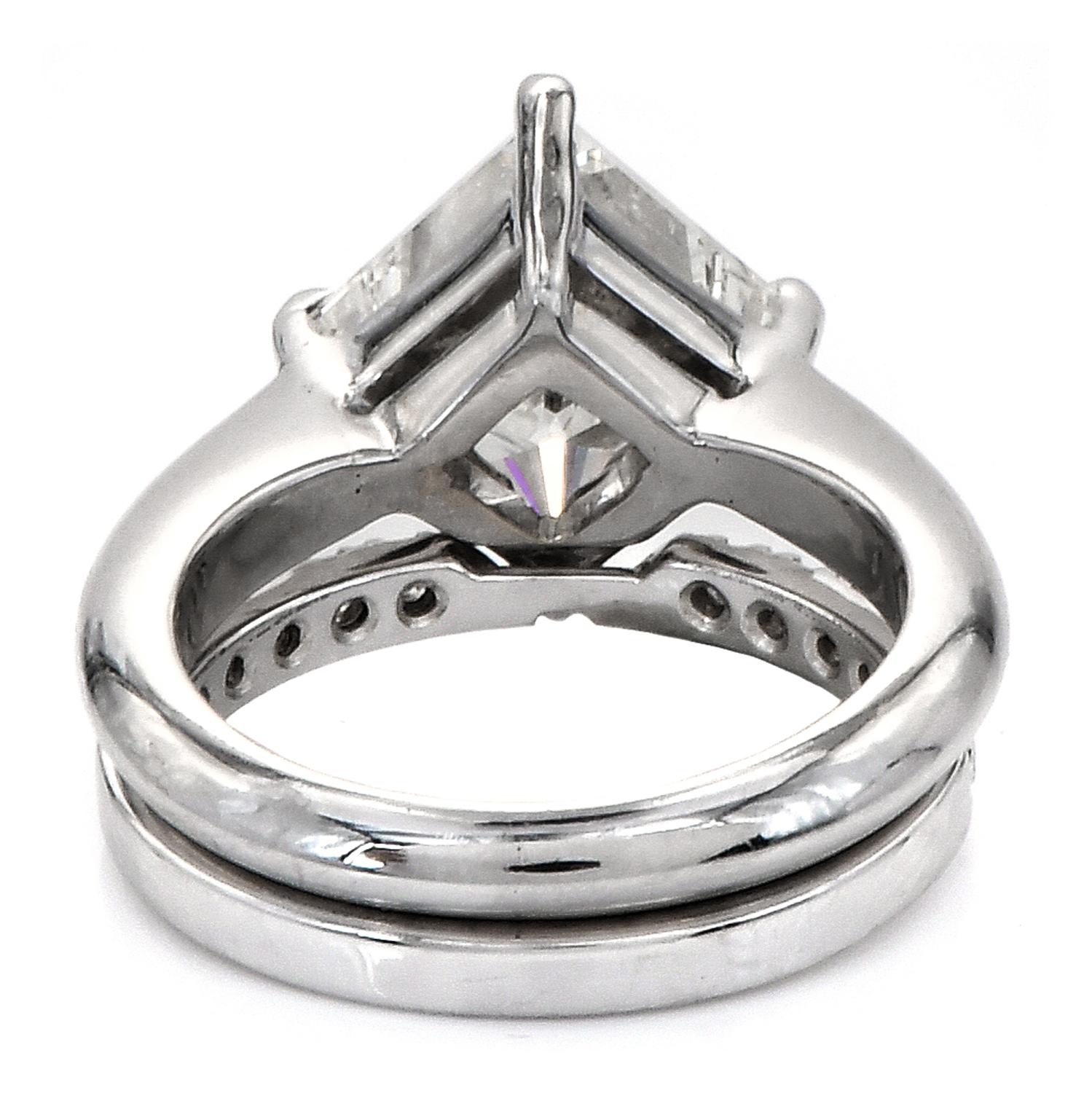 GIA 3.00 Carat Princess Cut Diamond White Gold Solitaire Wedding Bridal Set Ring 3