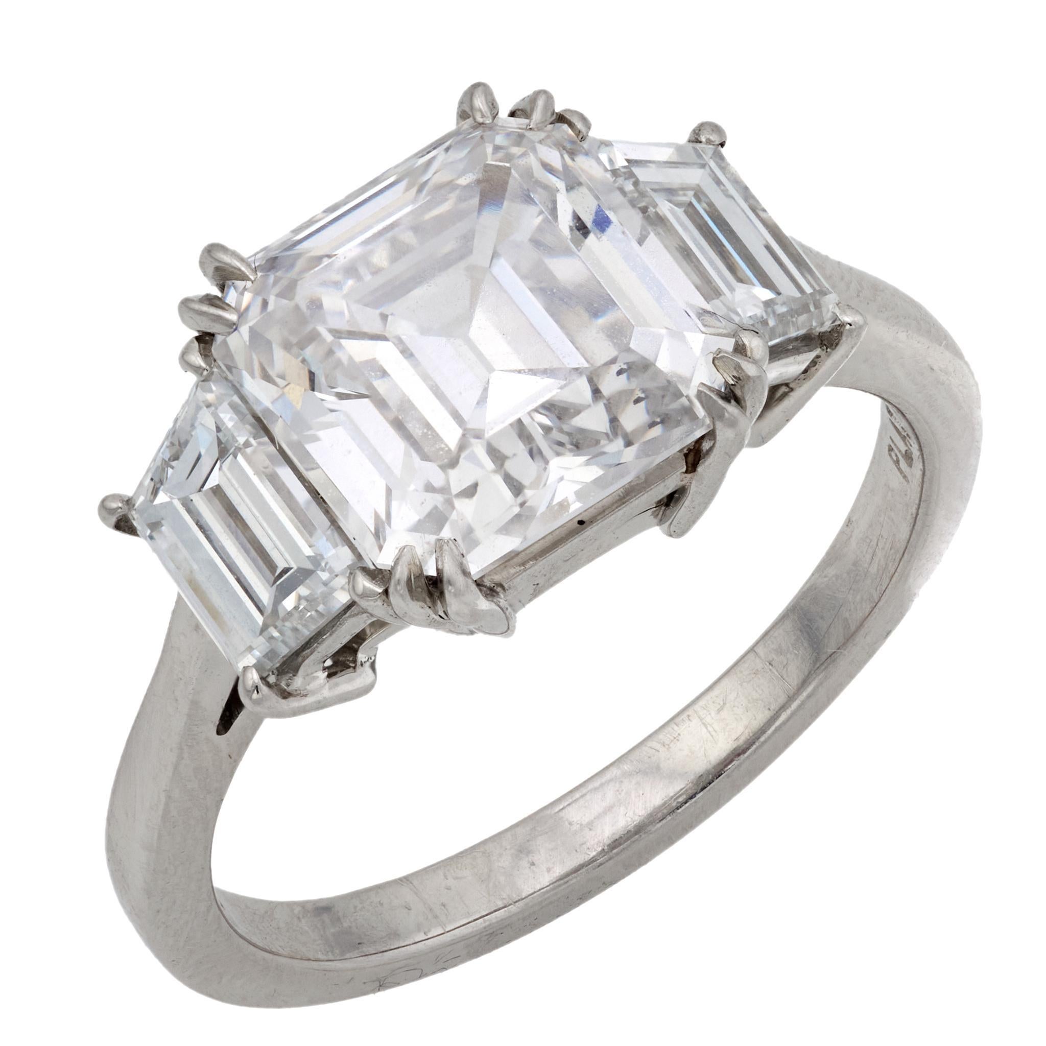 GIA Bague de fiançailles en platine avec diamant Asscher de 3,01 carats