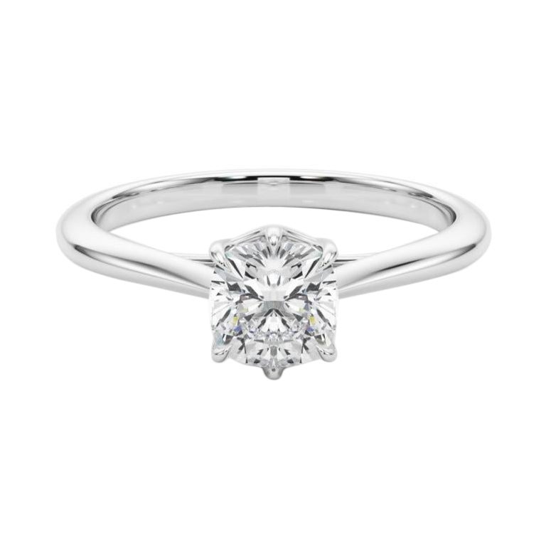 GIA 3,01 Karat Kissen Solitär Tulip Kathedrale  Diamantring