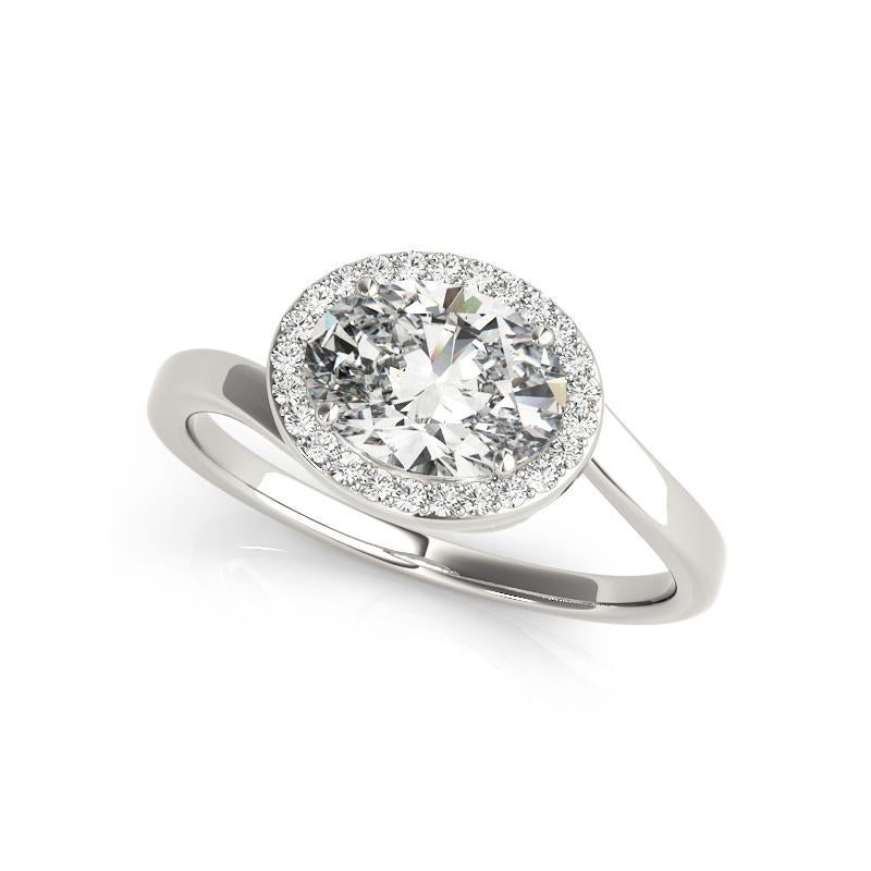 GIA 3,01 Karat Ost-West ovaler Halo gebogener Bypass  Diamantring (Ovalschliff) im Angebot