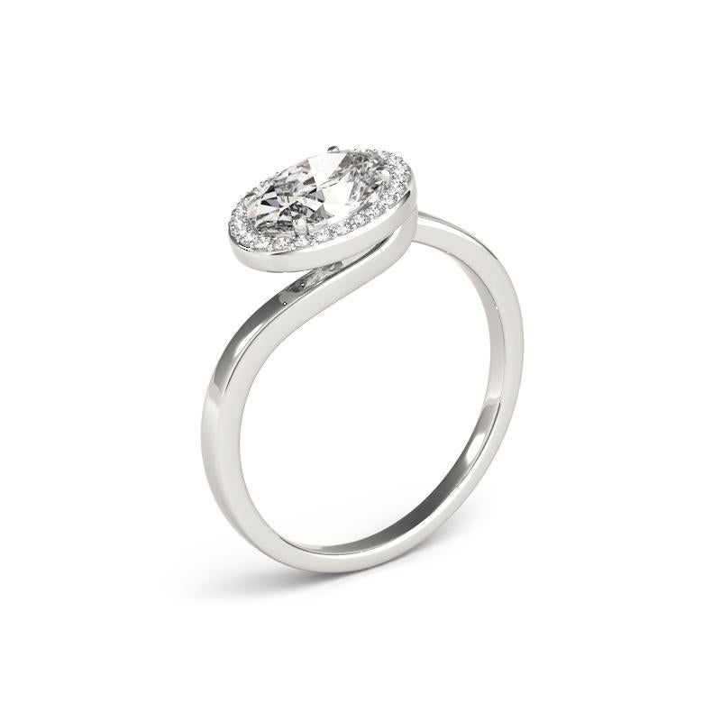 GIA 3,01 Karat Ost-West ovaler Halo gebogener Bypass  Diamantring Damen im Angebot