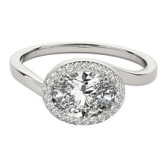 GIA 3,01 Karat Ost-West ovaler Halo gebogener Bypass  Diamantring