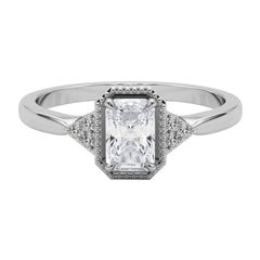 GIA 3,01 Karat Milgrain Radiant Geometrische Lünette  Diamantring