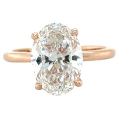 GIA 3.01 Carat Oval Brilliant Cut Diamond Engagement Ring