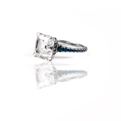 GIA 3.01 Carat Square Emerald / Asscher Cut Diamond and Sapphire Platinum Ring