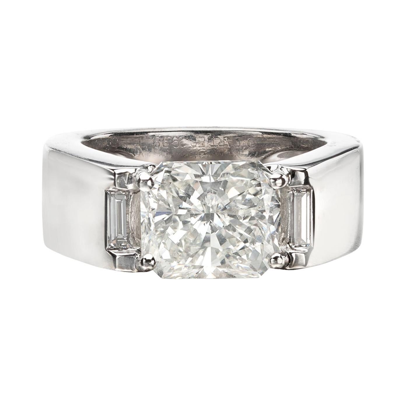GIA 3.01-Ct H/SI1 Radiant Diamond in Cartier Ring