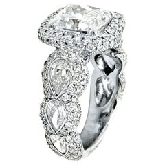 GIA 3.01 Ct I/VVS2 Cushion Diamond 18K Pave/Bezel Set Engagement Ring with Halo