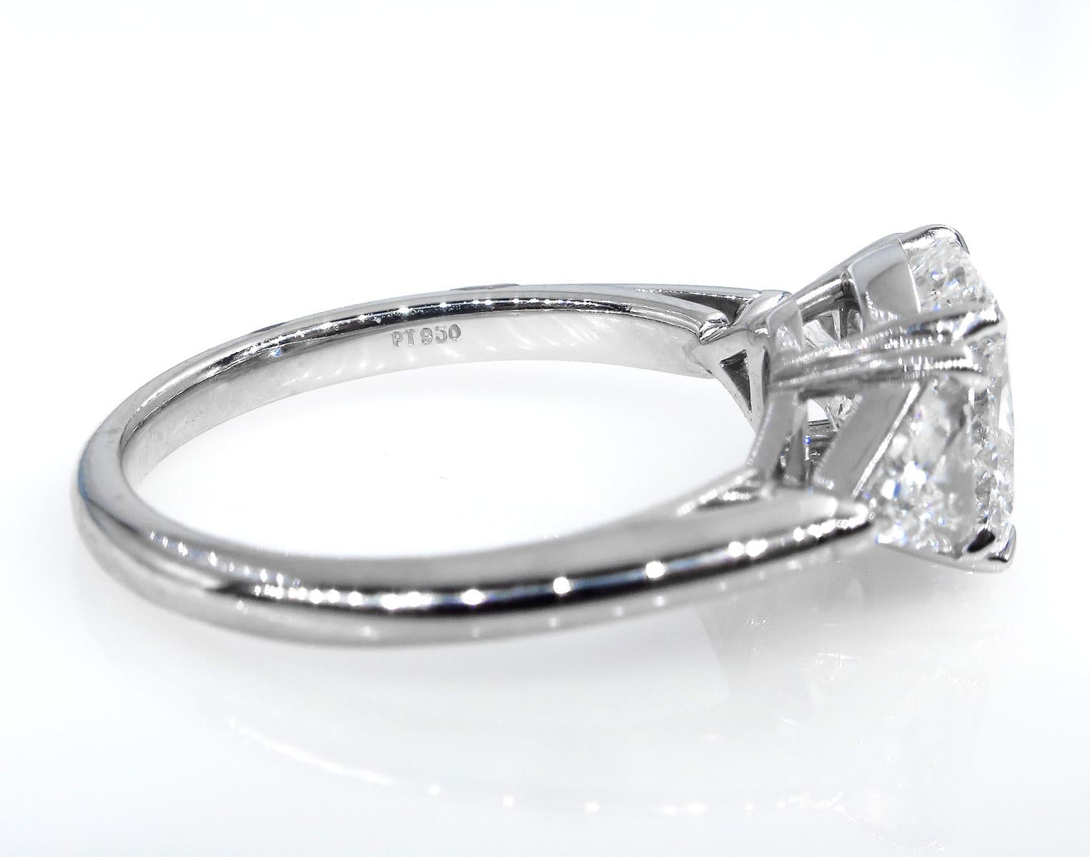 GIA 3.01 Carat Cushion Cut Diamond 3-Stone Engagement Platinum Ring at ...