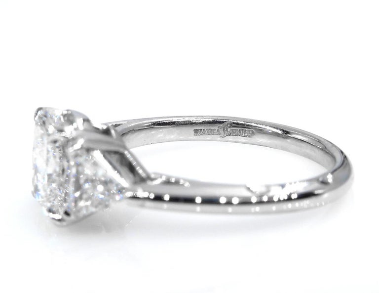 GIA 3.01 Carat Cushion Cut Diamond 3-Stone Engagement Platinum Ring at ...