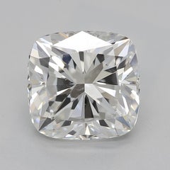 GIA 3.01ct Cushion Slim Band Prong Set Solitaire 18K White Gold Diamond Ring
