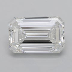 GIA 3.01ct Emerald Slim Band Prong Set Solitaire 18K White Gold Diamond Ring