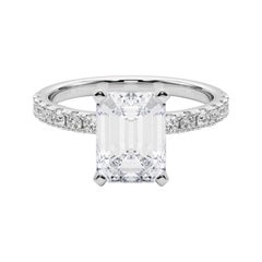GIA 3.01ct Esmeralda Solitaria con Media Eternidad Anillo de Diamantes de Oro Blanco de 18K