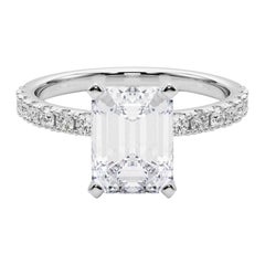 GIA 3,01ct Smaragd Solitär mit halber Ewigkeit 18K Weißgold Diamantring