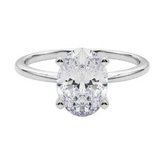 GIA 3,01ct Oval Slim Band Prong Set Solitaire in oro bianco 18K Diamond Ring GIA 3,01ct Oval Slim Band Prong Set Solitaire in oro bianco 18K Diamond Ring