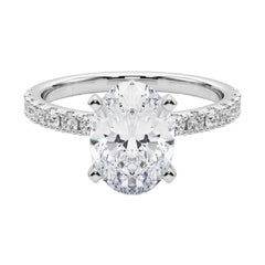 GIA 3.01ct Oval Solitaire with Half Eternity 18K White Gold Diamond Ring