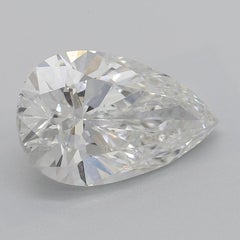 GIA 3.01ct Pear Slim Band Prong Set Solitaire 18K White Gold Diamond Ring