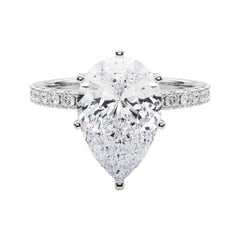 GIA 3.01ct Solitaire Poire avec Demi-Eternité Bague diamant en or blanc 18K