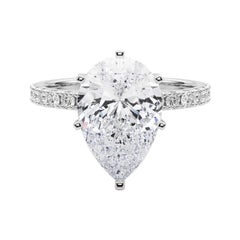 GIA 3,01ct Birne Solitär mit halber Ewigkeit 18K Weißgold Diamantring