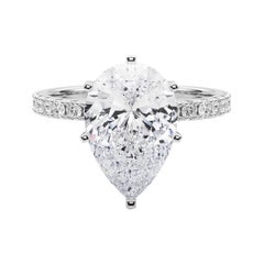 GIA 3.01ct Solitaire Poire avec Demi-Eternité Bague diamant en or blanc 18K