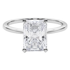GIA 3,01ct Radiant Slim Band Prong Set Solitär 18K Weißgold Diamantring