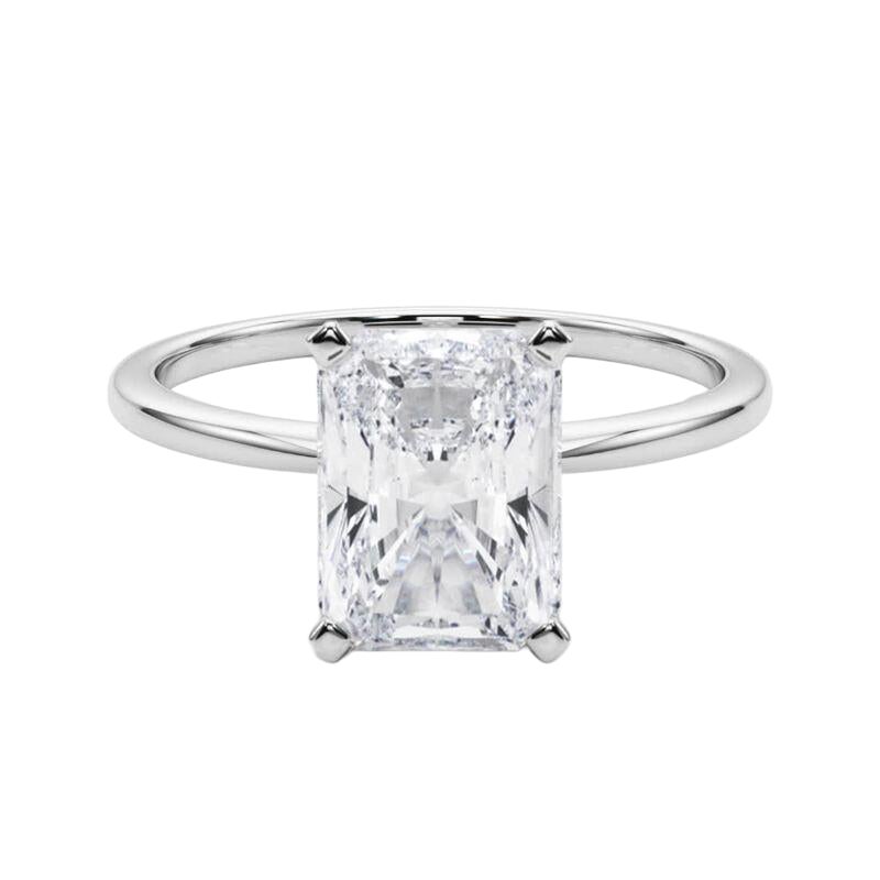GIA 3,01ct Radiant Slim Band Prong Set Solitär 18K Weißgold Diamantring