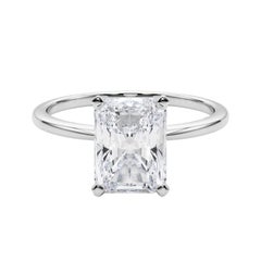 GIA 3,01ct Radiant Slim Band Prong Set Solitär 18K Weißgold Diamantring