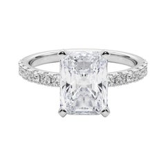GIA 3,01ct Radiant Solitär mit halber Ewigkeit 18K Weißgold Diamantring