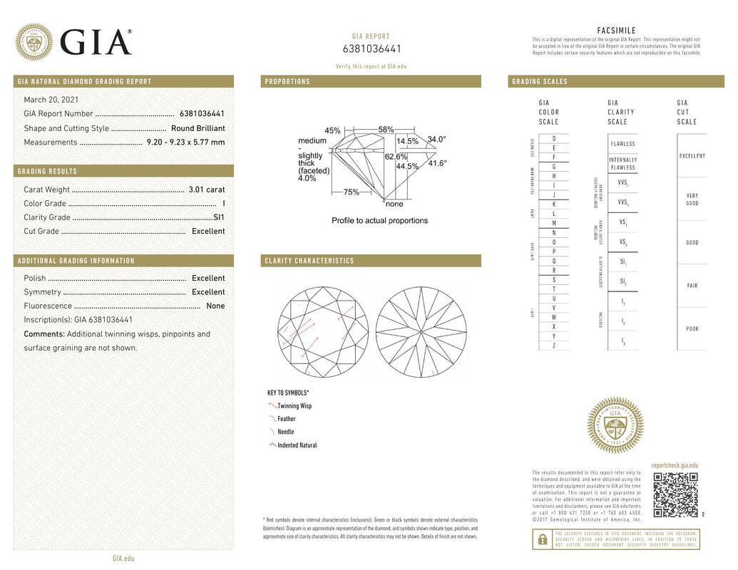 Contemporary GIA 3.01ct Round Crossover Double Band Vintage 18K Yellow Gold Diamond Ring For Sale