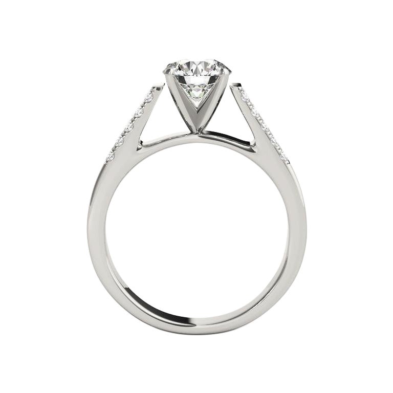 GIA 3.01ct Round Double Channel Solitaire Cathedral Diamond Ring
