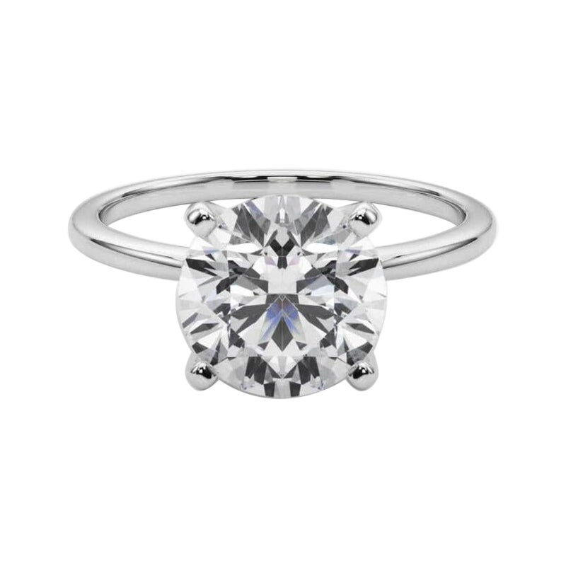 GIA 3,01ct Runde Slim Band Prong Set Solitär 18K Weißgold Diamantring