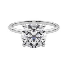 GIA 3,01ct Runde Slim Band Prong Set Solitär 18K Weißgold Diamantring