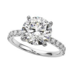 GIA 3.01ct Round Solitaire with Half Eternity 18K White Gold Diamond Ring