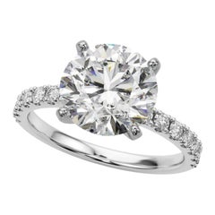 GIA 3.01ct Solitario redondo con media eternidad Anillo de diamantes de oro blanco de 18 quilates