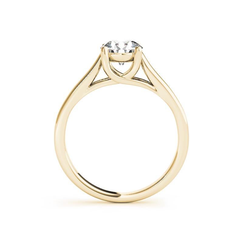 GIA 3,01ct Runde verdreht Prong Kathedrale Solitär Gelbgold Diamantring (Rundschliff) im Angebot
