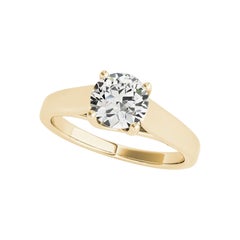 GIA 3.01ct Round Twisted Prong Cathedral Solitaire Yellow Gold Diamond Ring