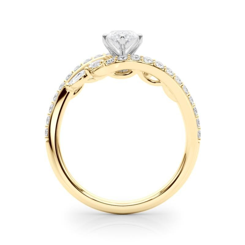 GIA 3,02 Carati Marquise Curved Bypass Leaf & Vine Anello con diamanti in oro giallo 18K In condizioni Nuovo in vendita a New York, NY