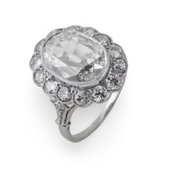 GIA Anello a grappolo in platino con diamante taglio old mine da 3,02 carati