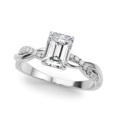 GIA 3.02 Carat Pave Entwined Nature Band Emerald 18K White Gold Diamond Ring