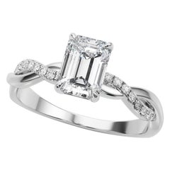 GIA 3,02 Carati Pave Entwined Nature Band Smeraldo Oro Bianco 18K Diamante