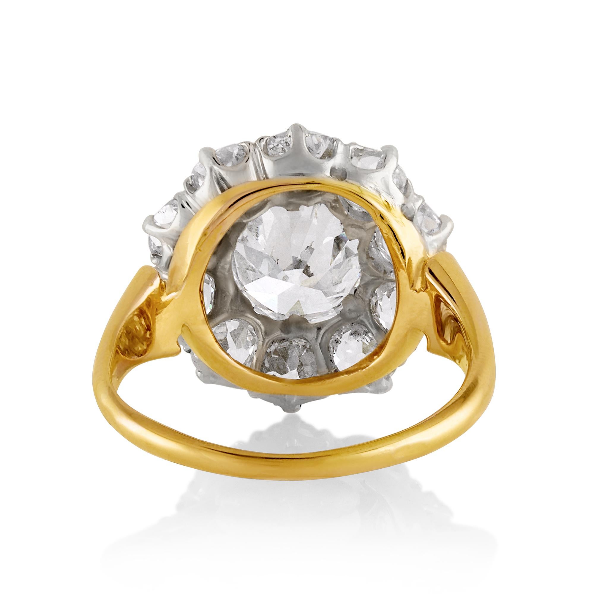 Women's GIA 3.02ct Antique Vintage Old Euro Diamond Cluster Engagement Wedding Ring