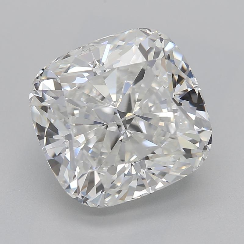 Elegantly designed, this stunning diamond ring captivates with its remarkable features. At the heart of this piece lies a breathtaking cushion G VVS2 3.02 diamond, securely held in a raised prong setting that enhances its brilliance and fire. The